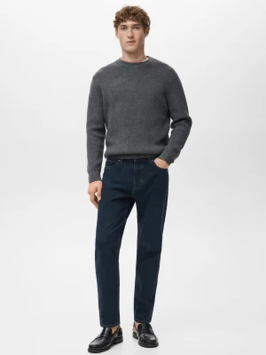 MANGO MAN - Jeansy Ben cropped tapered fit intensywny granatowy - - Mężczyzna