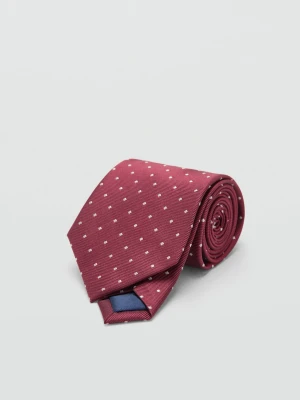 MANGO MAN - Jedwabny krawat w groszki burgund - Rozmiar uniwersalny - Mężczyzna