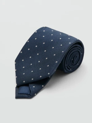 MANGO MAN - Jedwabny krawat w groszki granatowy - Rozmiar uniwersalny - Mężczyzna