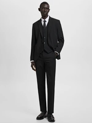 MANGO MAN - Kamizelka garniturowa super slim fit z tkaniny stretch czarny - - Mężczyzna