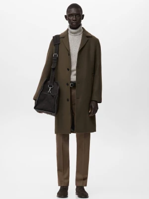 Klasyczny płaszcz z mieszanki wełny brązowy - Mężczyzna - - MANGO MAN