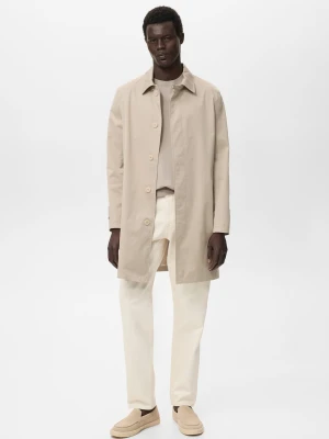 MANGO MAN - Klasyczny wodoodporny trencz beżowy - - Mężczyzna