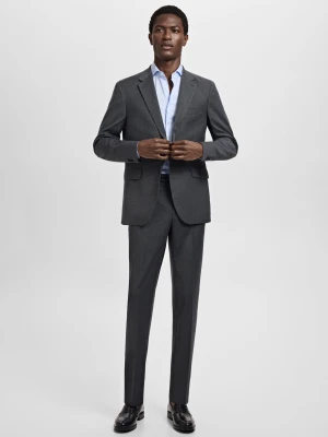 MANGO MAN - Koszula garniturowa slim fit 100% bawełna z fakturą błękitny - - Mężczyzna