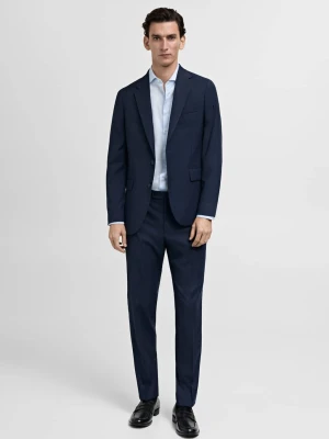 MANGO MAN - Koszula garniturowa slim fit w prążki błękitny - - Mężczyzna