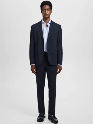 MANGO MAN - Koszula garniturowa slim fit w prążki niebieski - - Mężczyzna