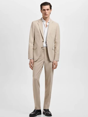 MANGO MAN - Koszula garniturowa slim fit z bawełnianej popeliny biały - - Mężczyzna