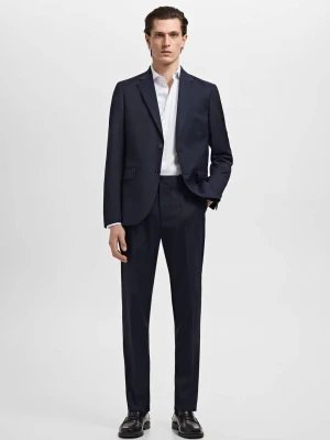 MANGO MAN - Koszula garniturowa slim fit z bawełny w paski biały - - Mężczyzna
