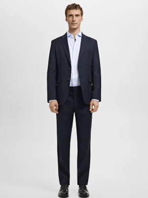 MANGO MAN - Koszula garniturowa slim fit z diagonalu błękitny - - Mężczyzna