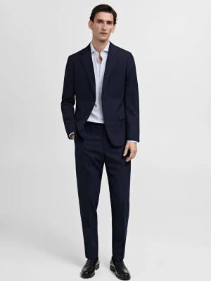 MANGO MAN - Koszula garniturowa slim fit z diagonalu z drobnym wzorem błękitny - - Mężczyzna