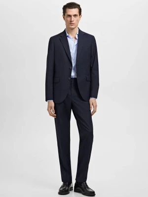 MANGO MAN - Koszula garniturowa slim fit z diagonalu z drobnym wzorem błękitny - - Mężczyzna