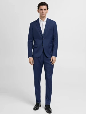 MANGO MAN - Koszula garniturowa slim fit z diagonalu ze spinkami w mankietach biały - - Mężczyzna