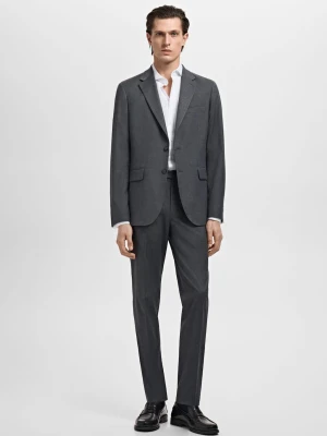 MANGO MAN - Koszula garniturowa slim fit z diagonalu ze spinkami w mankietach biały - - Mężczyzna