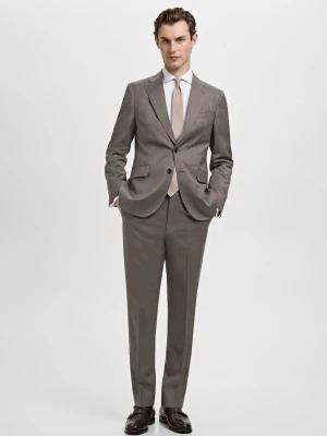 MANGO MAN - Koszula garniturowa slim fit z diagonalu ze spinkami w mankietach biały - - Mężczyzna