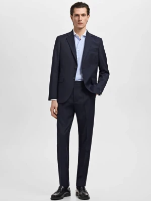 MANGO MAN - Koszula garniturowa slim fit ze wzorem w paski błękitny - - Mężczyzna