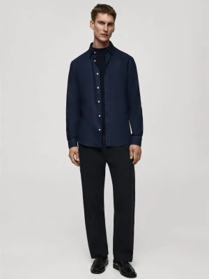 MANGO MAN - Koszula oxford z 100% bawełny ciemnogranatowy - - Mężczyzna