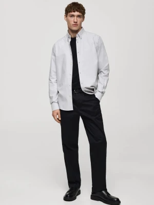MANGO MAN - Koszula oxford z 100% bawełny szary - - Mężczyzna