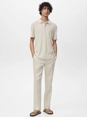 MANGO MAN - Koszula polo slim fit z lnu lodowy szary - - Mężczyzna