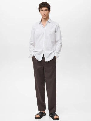 MANGO MAN - Koszula regular fit z 100% bawełny w paski biały - - Mężczyzna