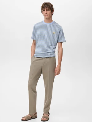 MANGO MAN - Koszula regular fit z 100% bawełny w paski bladozielony - - Mężczyzna