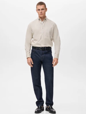 MANGO MAN - Koszula regular fit z 100% bawełny z kieszenią kremowy / écru - - Mężczyzna