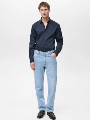 MANGO MAN - Koszula regular fit z bawełny ze stretchem ciemnogranatowy - - Mężczyzna