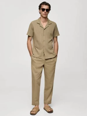 MANGO MAN - Koszula regular fit z dzianiny khaki - - Mężczyzna