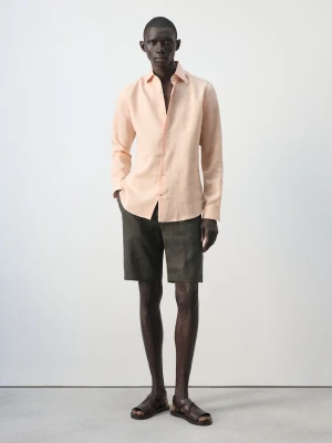 Zdjęcie produktu Koszula slim fit z 100% lnu brzoskwiniowy - Mężczyzna - - MANGO MAN