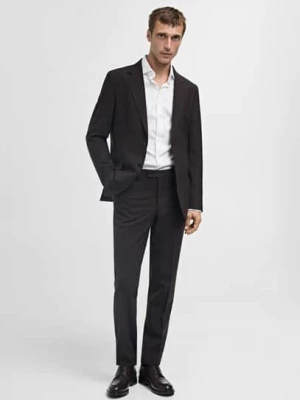 MANGO MAN -  Koszula slim fit z bawełny 100% biały - - Mężczyzna