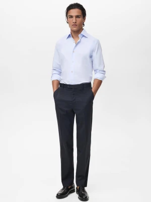 MANGO MAN - Koszula slim fit z bawełny 100% niebieski - - Mężczyzna
