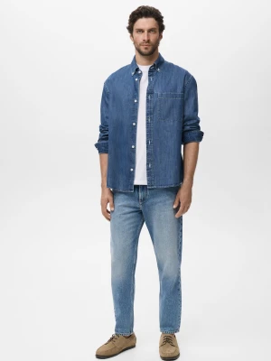 MANGO MAN - Koszula wierzchnia z denimu z kieszenią średni niebieski - - Mężczyzna