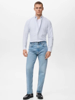 MANGO MAN - Koszula z 100% bawełny w paski kodak błękitny - - Mężczyzna