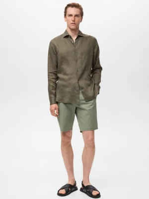 MANGO MAN - Koszula z 100% lnu regular fit beżowy - - Mężczyzna
