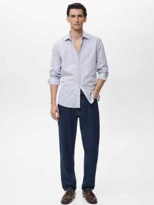 MANGO MAN - Koszula ze 100% bawełny w paski slim fit niebieski - - Mężczyzna