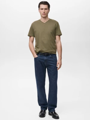 MANGO MAN - Koszulka dekolt V antracytowy - - Mężczyzna