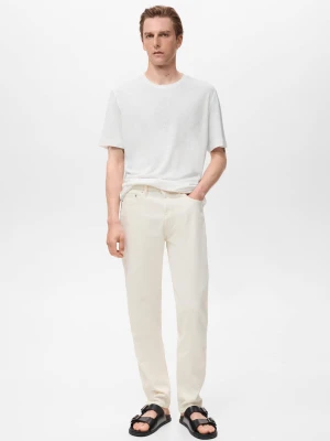 MANGO MAN - Koszulka lniana slim fit biały - - Mężczyzna