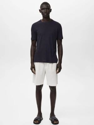 MANGO MAN - Koszulka lniana slim fit biały - - Mężczyzna