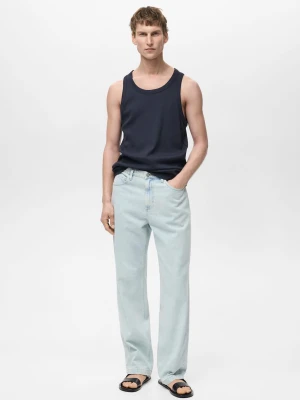 MANGO MAN - Koszulka na ramiączkach slim fit z prążkowanej dzianiny ciemnogranatowy - - Mężczyzna