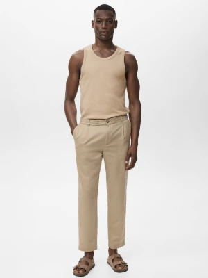 MANGO MAN - Koszulka na ramiączkach slim fit z prążkowanej dzianiny szary - - Mężczyzna