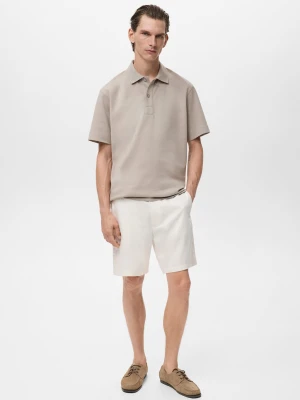MANGO MAN - Koszulka polo bawełniana relaxed fit jasny / pastelowy szary - - Mężczyzna