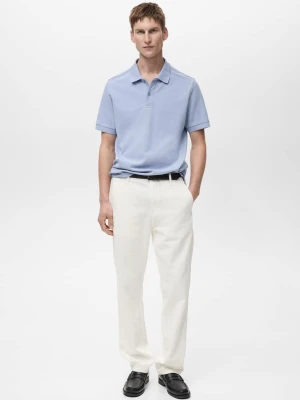 MANGO MAN - Koszulka polo regular fit z bawełnianej piki bladozielony - - Mężczyzna