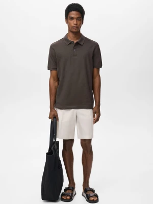 MANGO MAN - Koszulka polo regular fit z bawełnianej piki czekoladowy - - Mężczyzna
