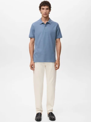 MANGO MAN - Koszulka polo regular fit z bawełnianej piki khaki - - Mężczyzna