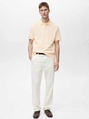 MANGO MAN - Koszulka polo regular fit z bawełnianej piki waniliowy - - Mężczyzna