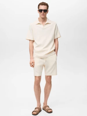 MANGO MAN - Koszulka polo regular fit z teksturą kremowy / écru - - Mężczyzna