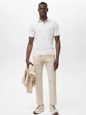 MANGO MAN - Koszulka polo slim fit COOLMAX® biały - - Mężczyzna