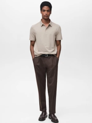 MANGO MAN - Koszulka polo slim fit z bawełnianej piki lodowy szary - - Mężczyzna