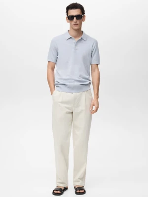 MANGO MAN - Koszulka polo slim fit z teksturą błękitny - - Mężczyzna