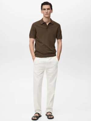 Zdjęcie produktu MANGO MAN - Koszulka polo slim fit z teksturą brązowy - - Mężczyzna