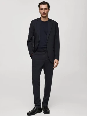 MANGO MAN - Koszulka regular fit o średniej gramaturze ciemnogranatowy - - Mężczyzna