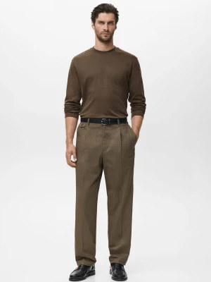 MANGO MAN - Koszulka regular fit z długim rękawem oliwkowozielony - - Mężczyzna